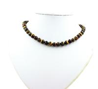 Collana Perle Occhio di Tigre Mix Colori 8 MM Catena IN Acciaio Inossidabile