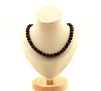 Collana Perle Occhio di Tigre Rosso Opaco + Onice Nero 8 MM Catena IN Taglia Pe