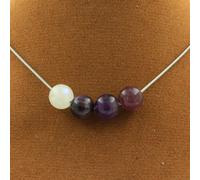 Collana Perle Occhio di Tigre Viola + Ametista + Pietra Luna + da Donna