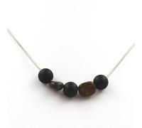 Collana Perle Onice Nero Opaco 8 MM + Bronzite Di Brasile Catena Acciaio