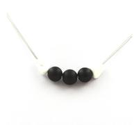 Collana Perle Onice Nero Opaco 8 MM + Howlite # USA Catena IN Acciaio