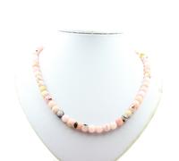 Collana Perle Opale Rosa 8 MM Catena IN Acciaio Inossidabile