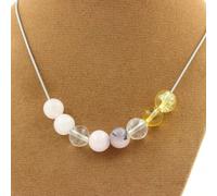 Collana Perle Opale Rosa + Quarzo Rosa + Citrino + Quarzo 8 Mm. Collana Donne