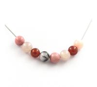 Minerali Collezione. Collana Perle Opale Rosa + Rhodonite + Agata Rosso + Quarzo