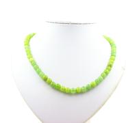 Collana Perle Peridoto 8 MM Catena IN Acciaio Inossidabile
