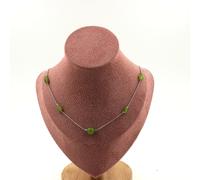 Collana Perle Peridoto Di Myanmar (Birmania) + Peridoto 8 MM Catena IN Taglia Pe