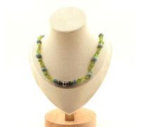 Collana Perle Peridoto Di Myanmar (Birmania) + Pirite Spagna + Giada Taglia P