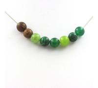Collana Perle Peridoto + Malachite + Agata Verde + Legno 8 Mm. Catena Collana Fe
