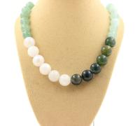 Collana Perle Pietra Di Luna + Angélite + Avventurina + Agata Muschio 8 Collana