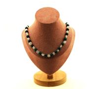 Collana Perle Pietra di Luna India + Malachite Del Congo Qualità 7A 8 Collana