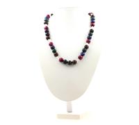 Collana Perle Pietra di Luna India + Occhio di Tigre Multicolore 8 MM Collana F