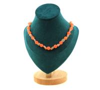 Collana Perle Pietra Di Sole Di Tanzania + Calcedonio Arancione 8 MM Collana Fe
