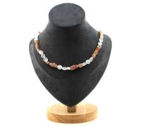Collana Perle Pietra Di Sole Di Tanzania + Pietra di Luna India Collana Fem