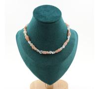 Collana Perle Pietra Di Sole Tanzania + Topazio Del Brasile Catena IN Acciaio I