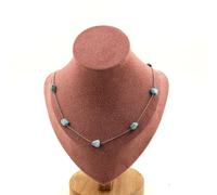Collana Perle Pietra Larimar Repubblica Dominicana Catena IN Acciaio Taglia