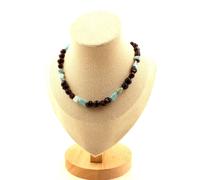 Collana Perle Pietra Larimar Repubblica Dominicana + Granato Del Taglia