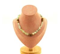 Collana Perle Prehnite Del Canada + Legno 8 MM IN Acciaio Taglia Personnali