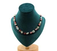 Collana Perle Prehnite + Quarzo Fragola + Tormalina Schorl Catena Taglia P