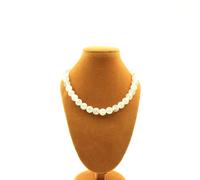 Collana Perle Quarzo Crackle Del Brasile 8 MM Catena IN Acciaio Inossidabile