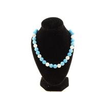 Collana Perle Quarzo Crackle Del Brasile + Calcedonio Blu 8 Mm. Collana Donne