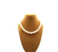 Collana Perle Quarzo Rosa 8 MM Catena IN Acciaio Inossidabile