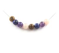 Collana Perle Quarzo Rosa +Ametista +Lapislazzuli + Legno 8 MM Catena IN ,