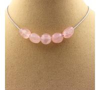 Collana Perle Quarzo Rosa Del Brasile + 8 Mm. Catena IN Collana, da Donna