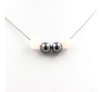 Collana Perle Quarzo Rosa + Ematite 8 MM Catena IN Acciaio Inossidabile