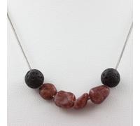 Collana Perle Rubino Del Brasile + Lava 8 Mm. Catena IN Acciaio Donne, Hom