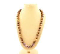 Collana Perle Rubino Di Mogok, Birmania, Myanmar Qualità 2A + Legno 8 Collana Fe