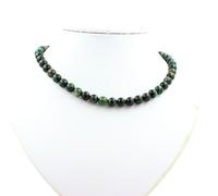 Collana Perle Smeraldo Di Zambia 8 Mm. Qualità 3A Catena IN Acciaio Inossidabile
