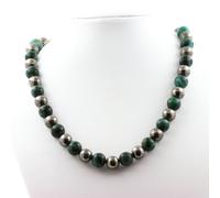 Collana Perle Smeraldo Di Zambia Qualità 3A + Pirite Spagna 8 Mm. Catena IN