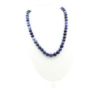 Collana Perle Sodalite 8 MM Catena IN Acciaio Inossidabile