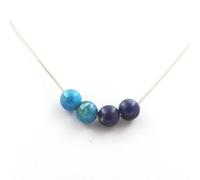 Collana Perle Sodalite + Apatite 8 MM Catena IN Acciaio Inossidabile