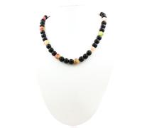 Collana Perle Tormalina melon D'Acqua + Onice Nero Opaco 8 MM Catena IN Acciaio