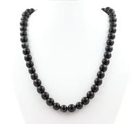 Collana Perle Tourmaline Schorl Del Brasile Qualità 3A. 8 Mm. Catena In Collana