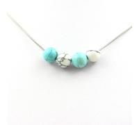 Collana Perle Turchese + Howlite 8 MM Catena IN Acciaio Inossidabile