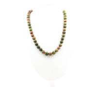 Collana Perle Unakite 8 MM Catena IN Acciaio Inossidabile