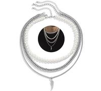 Collana Perle Uomo 17 Pollici per Collana Perline Uomo Collana Perle Da Uomo Collana Catena Uomo, Pendente Della Perla Della Piuma Degli Uomini 3 Pezzi Collana Di Perle Unisex per Feste, Compleanni