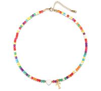 Collana Perline con Iniziale, Collana di Perline con Conchiglie a Cuore Collana con Ciondolo a Forma di Lettera Regali Personalizzati dalla A Alla Z Fatti a Mano per Donne Ragazze (Lettera T)