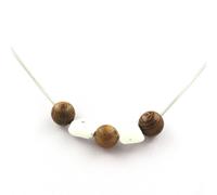 Collana Perline Legno 8 MM + Howlite Di USA Catena IN Acciaio Inossidabile