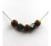 Collana Perline Legno 8 MM + Labradorite Finlandia Catena Acciaio
