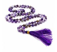 Collana Perline Preoccupazione Ametista Devozione Spirituale Pietra Mala Perl...
