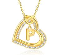 Collana personalizzabile con lettera a forma di cuore con pietre di zircone luccicanti accessorio portatile per trendsetter trendy gioielli da donna alla moda, C, come descritto, come descritto