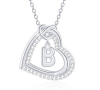 Collana personalizzabile con lettera a forma di cuore con pietre di zircone luccicanti accessorio portatile per trendsetter trendy gioielli da donna alla moda, C, come descritto, come descritto