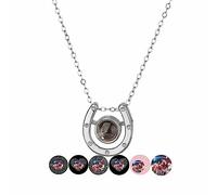Collana Personalizzata A Ferro Di Cavallo Portafortuna Con Foto All'interno Ti Amo 100 Lingue Ciondolo Commemorativo Matrimonio Compleanno Anniversario Collana Proiezione Ciondolo Charm Per Coppia