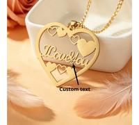 Collana personalizzata a forma di cuore con catena cubana, personalizzabile con il tuo nome e messaggio d'amore, regalo di San Valentino per lei, per esprimere la tua tenera confessione e aggiungere a