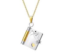 Collana personalizzata a forma di libro, gioiello apribile a più strati con 6 pagine incise, collane personalizzate mini incise per donna (Mix)