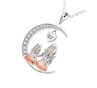 Collana personalizzata con ciondolo a forma di albero della vita con luna crescente design anallergico Kirsite gioielli da donna elegante collana alla moda da donna, Misura unica, come descritto, come