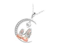 Collana personalizzata con ciondolo a forma di albero della vita con luna crescente design anallergico Kirsite gioielli da donna elegante collana alla moda da donna, Misura unica, come descritto, come